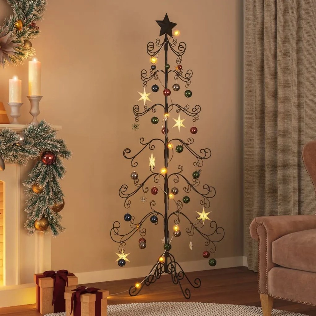 Albero di Natale Decorativo in Metallo Nero di diverse dimensioni, Albero di Natale Decorativo in Metallo Nero 180 cm