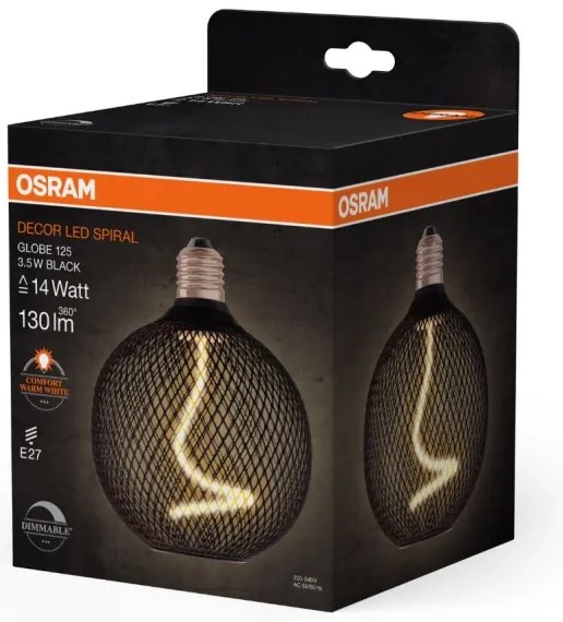 Lampadina LED dimmerabile DECOR FILAMENT G125 E27/3,5W/230V 1800K nero - Osram