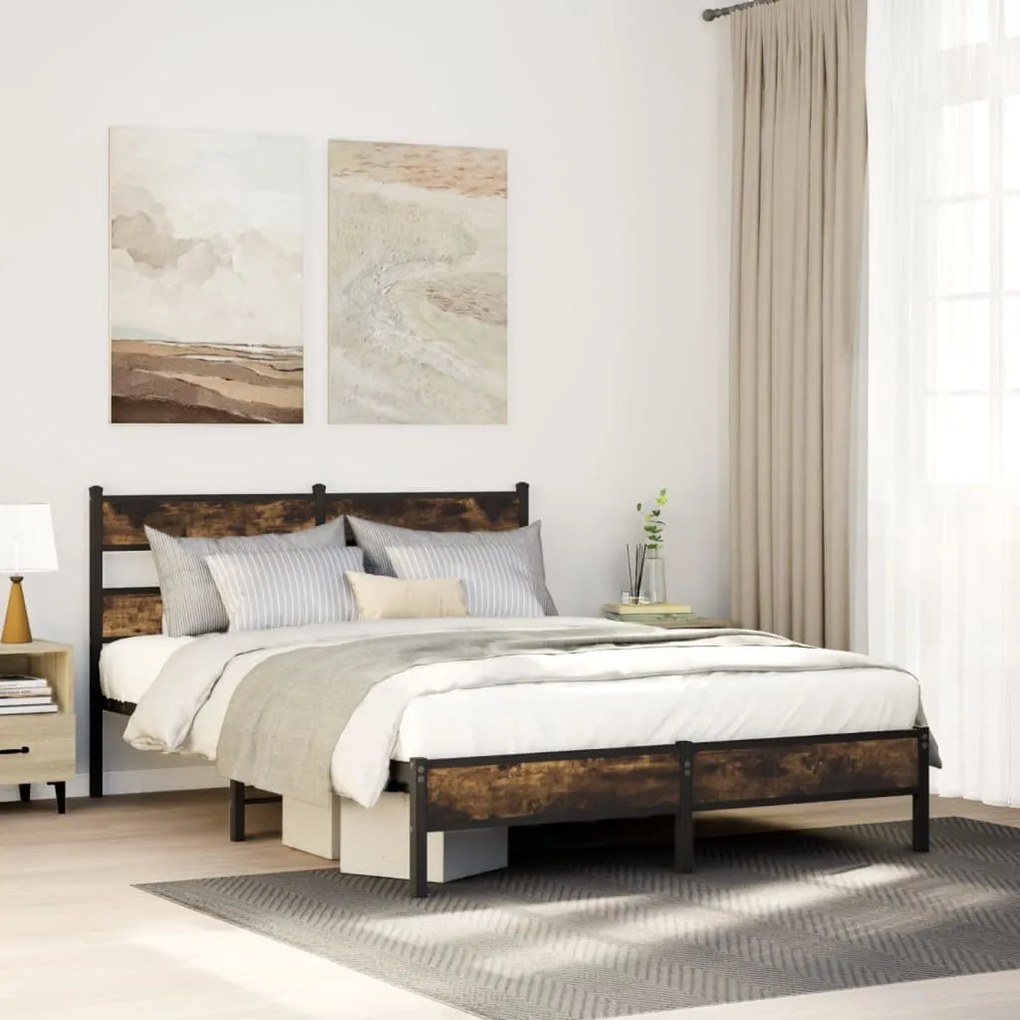 Giroletto Senza Materasso Con Testiera Rovere Sonoma 160x200 Cm /