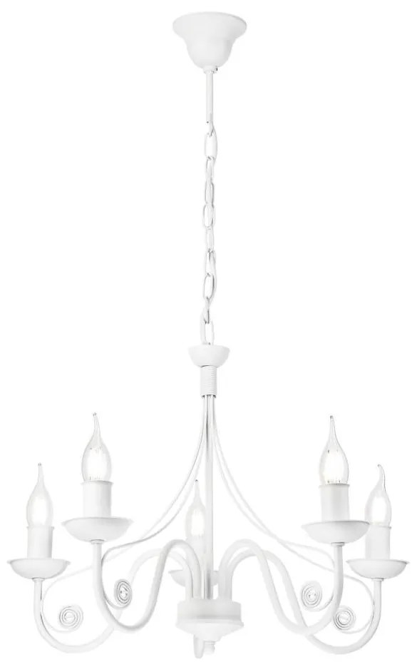 Lampadario a sospensione con catena DONATO 5xE14/40W/230V bianco