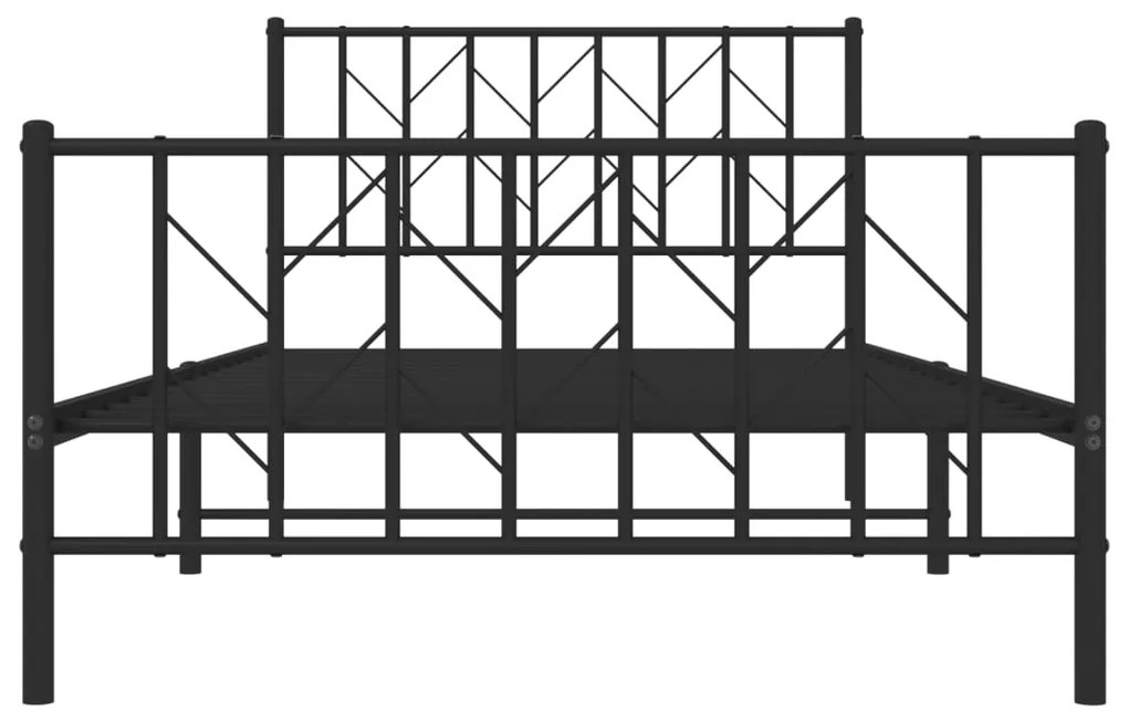 Giroletto con testiera e pediera metallo nero 107x203 cm