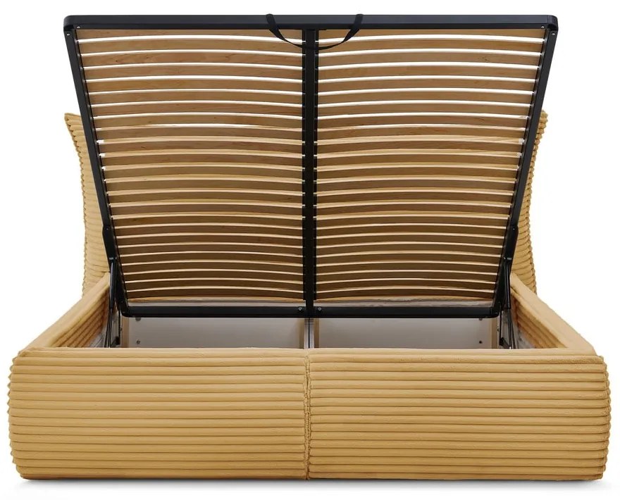 Letto matrimoniale giallo imbottito con spazio contenitivo con griglia inclusa 180x200 cm Jade – Bobochic Paris