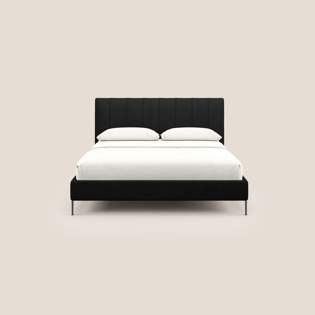 Calliope letto imbottito piedini alti completamente sfoderabile in tessuto smacchiabile T17