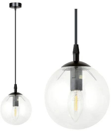 Lampadario a sospensione con filo COSMO 1xE14/10W/230V diametro 14 cm nero/limpido