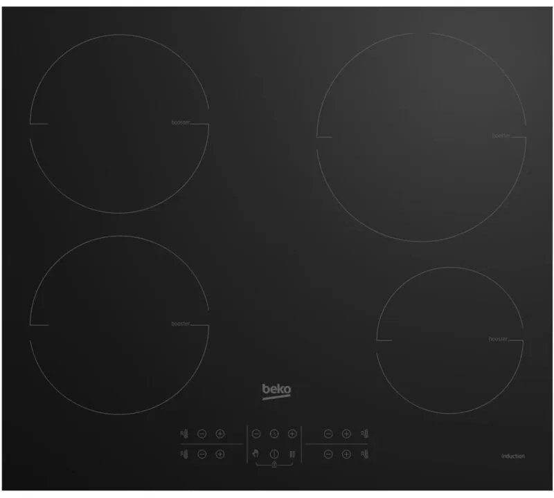 Beko - hii 64200 mt: Piano a Induzione, 4 Zone, 60 cm. Colore del prodotto: Nero, Posizionamento dell'apparecchio: Da incasso, Dimensione della