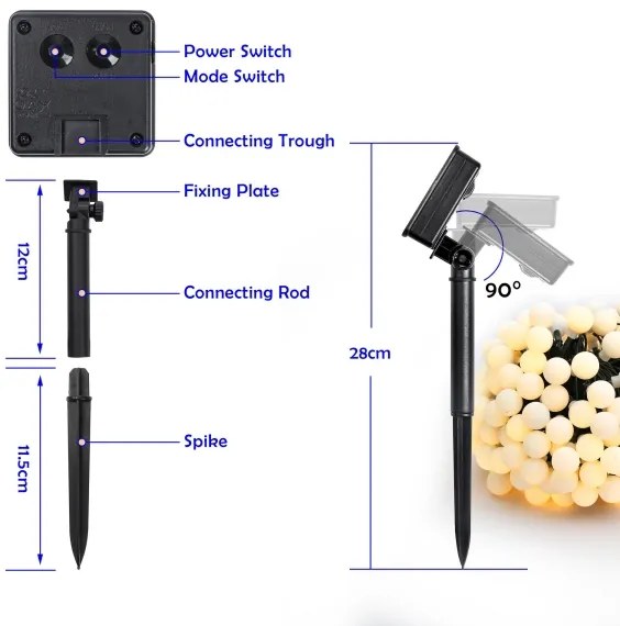 Brilagi - Catena luminosa solare decorativa a LED BUBBLE 200 LED / 8 modalità, 20 m, IP65, bianco caldo