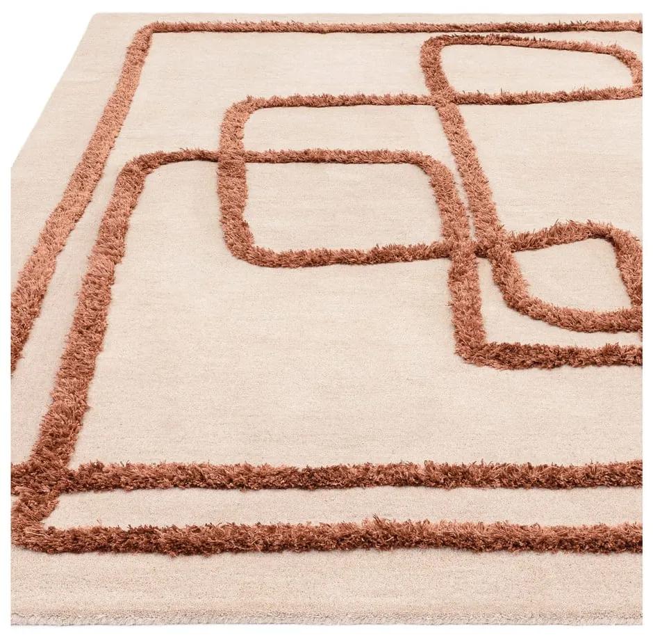 Tappeto in lana tessuto a mano color mattone e crema 120x170 cm Matrix - Asiatic Carpets