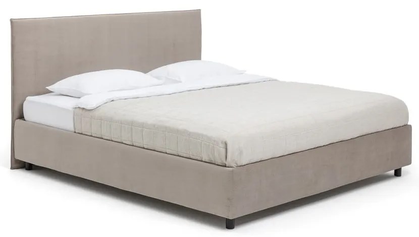 Letto matrimoniale imbottito grigio tortora con contenitore, materasso e rete inclusi 160x200 cm Myra Pillow – Bonami Selection