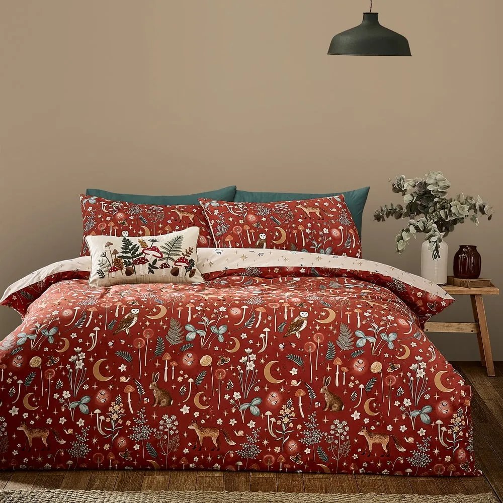 Set copripiumino e federa color mattone per letto matrimoniale e per letto esteso 230x220 cm Enchanted Twilight Animals – Catherine Lansfield