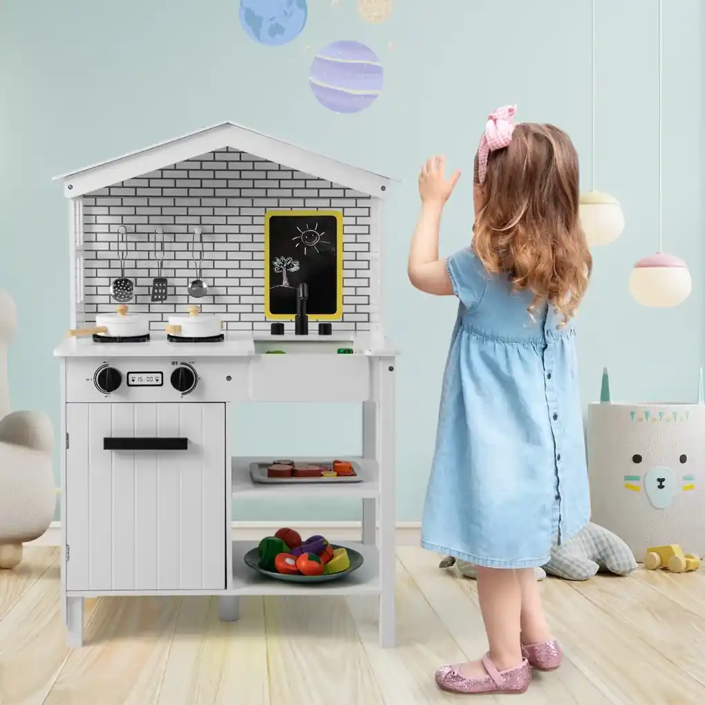Cucina Legno per Bambini Grande Cucina Giocattolo in Legno per Bambini  Altezza 90 cm Cucina Giocattolo per Bambini (Bianco)