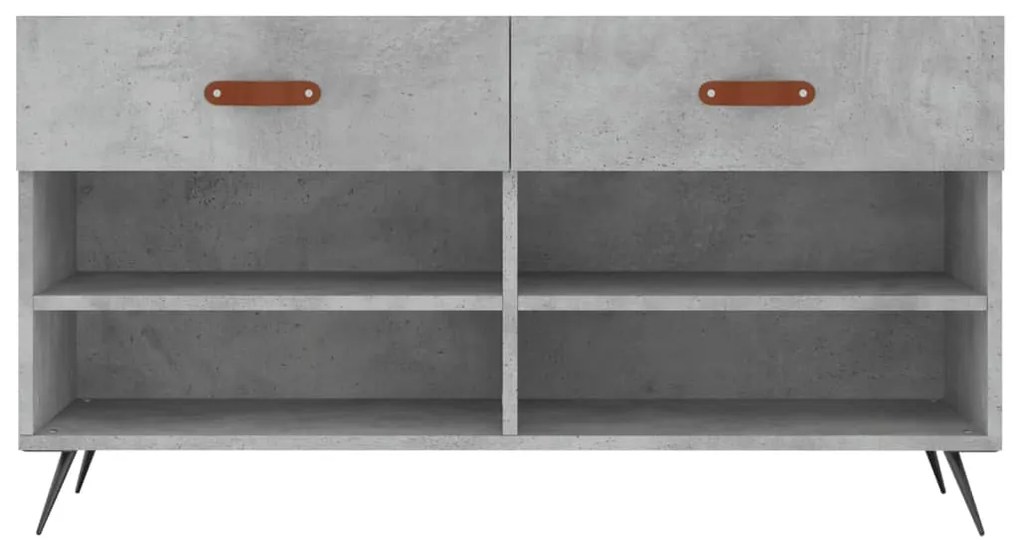 Panca Porta Scarpe Grigio Cemento 102x35x55cm Legno Multistrato