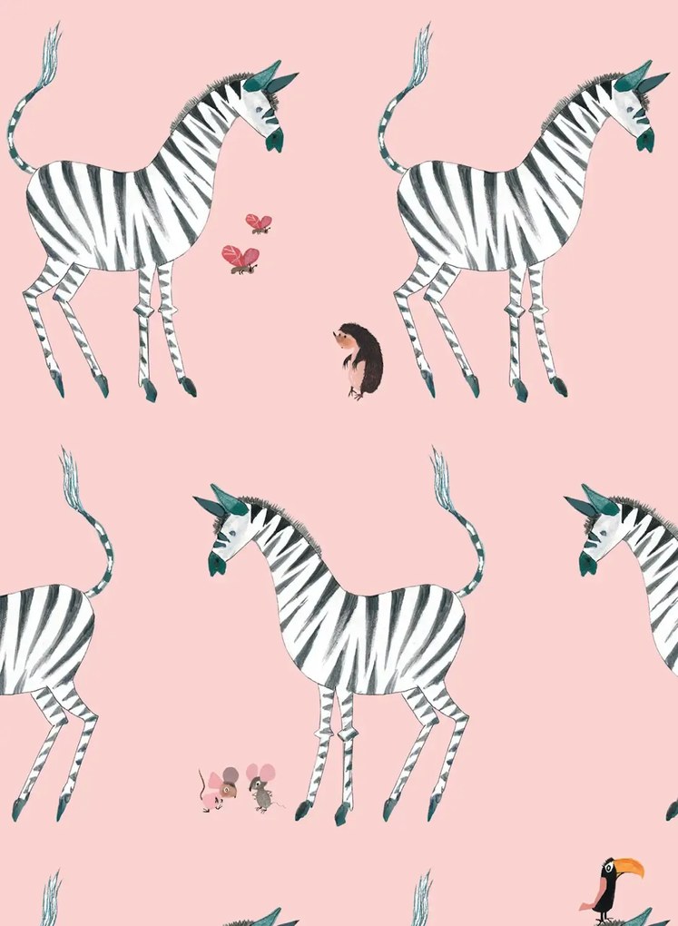 KEK Amsterdam Carta da parati Zebra - Roze