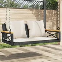 Panchina a Dondolo con Cuscini Nera 109x62x40 cm in Polyrattan 368155