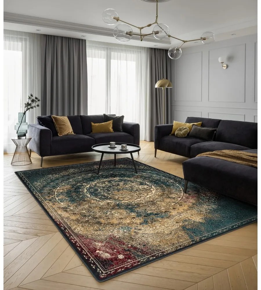 Tappeto in lana color petrolio 133x180 cm Ann - Agnella