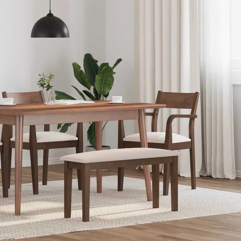Panca 90 Cm Marrone İn Legno Massello Di Hevea /