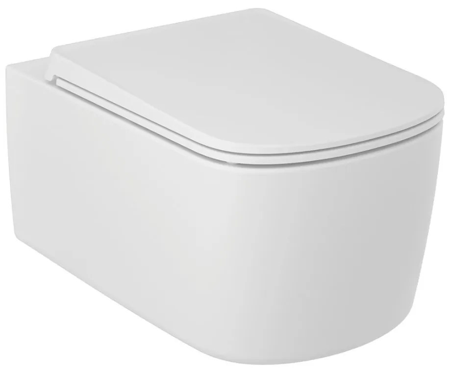 Kludi Resa S vaso wc con copriwater a discesa lenta sospeso senza brida con scarico a vortice bianco opaco 27WCSET53