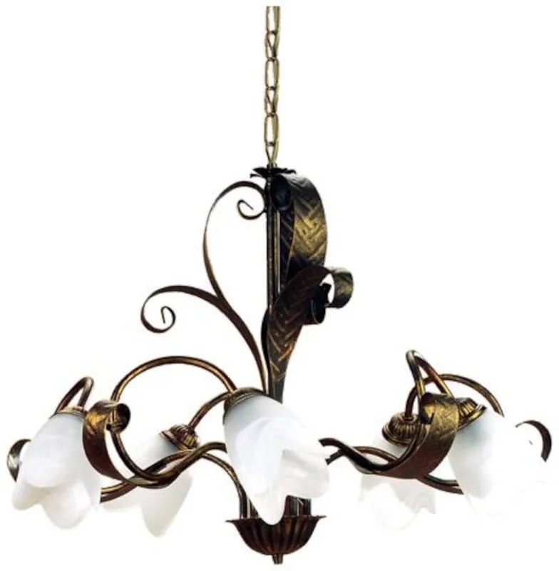 Lampadario Rustico Lampadario Rustico Sonia 5x E14 marrone paralume marrone 5x E14