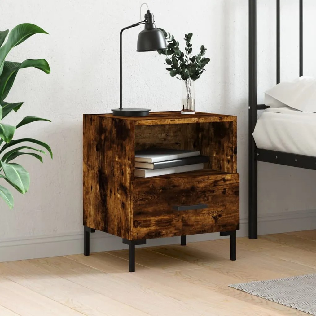 Comodino Rovere Fumo 40x35x47,5 Cm İn Legno Multistrato /