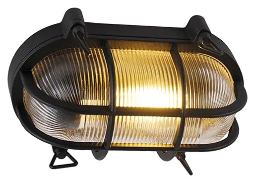 Lampada da parete e soffitto industriale nera ovale IP44 - Noutica