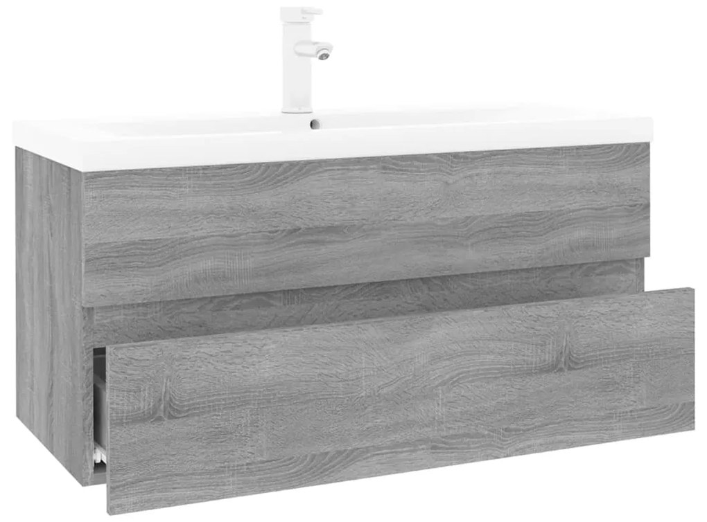 Mobile bagno e lavabo integrato grigio sonoma legno multistrato