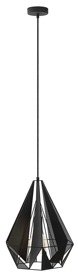 Lampada a sospensione industriale nera con rete - Carcass