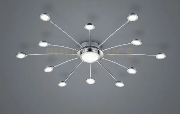 Bodrum plafoniera led cromata 12 luci + 1 con telcomando calda-fred...