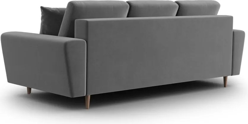 Divano grigio chiaro allungabile e con contenitore con rivestimento in velluto 235 cm Kyoto – Cosmopolitan Design