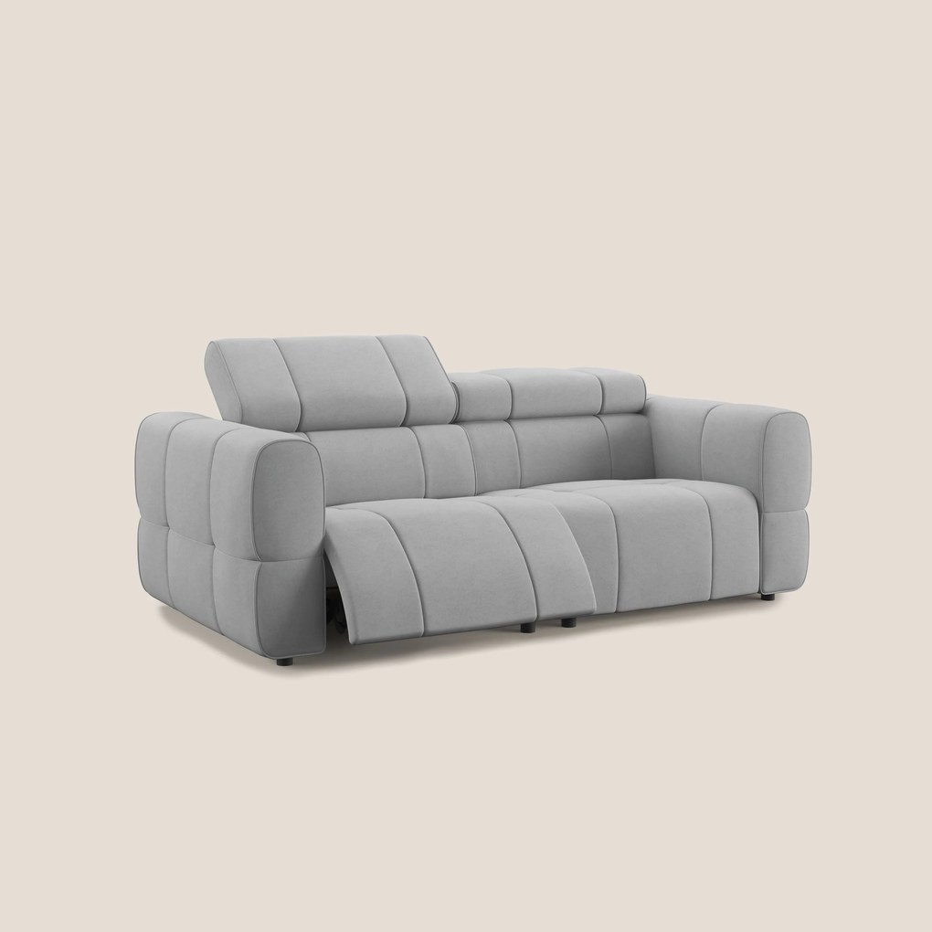 Giotto Divano modulare con opzione relax elettrico in microfibra effetto velluto impermeabile T09