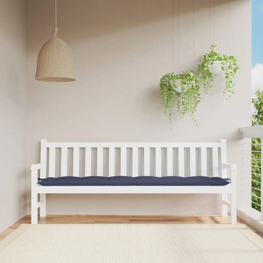 Cuscino Panca Giardino Blu Marino 200x50x7 Cm İn Tessuto Oxford /