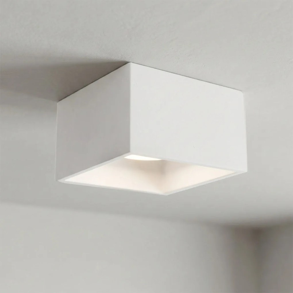 Plafoniera Quadrata da Soffitto GX53 in Gesso - Serie ESSENZA