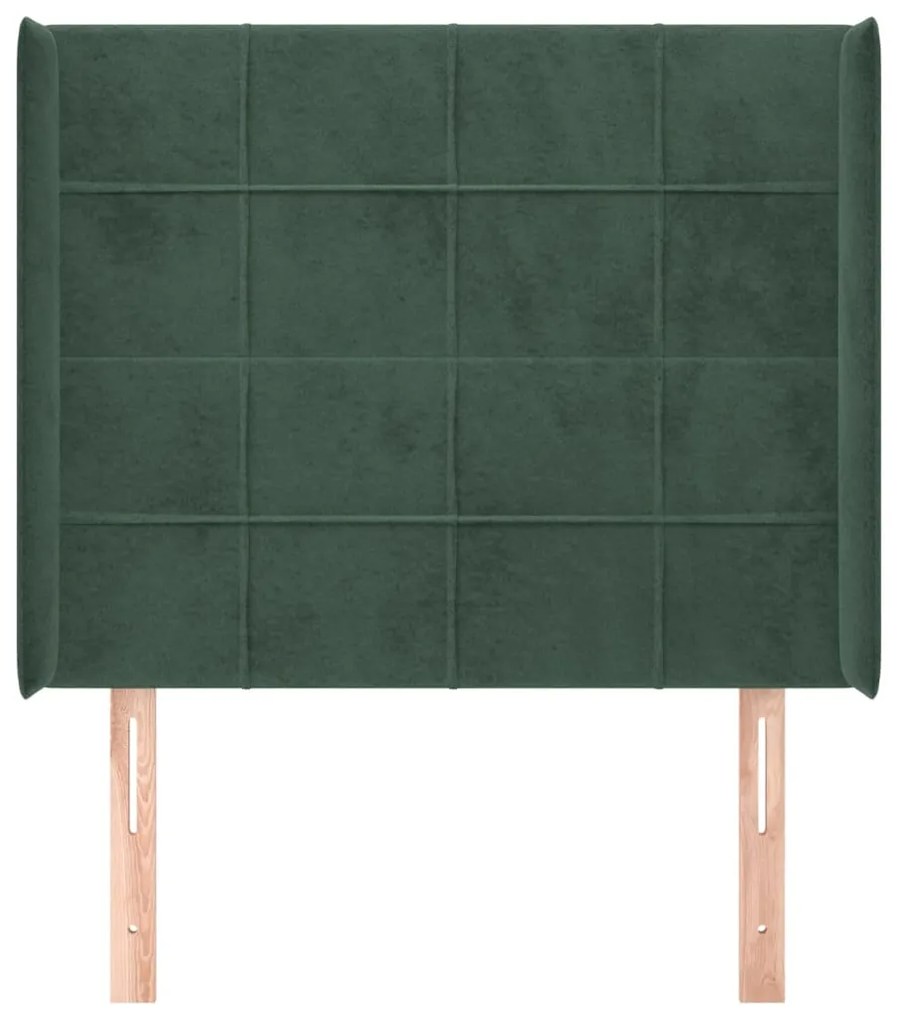 Testiera ad orecchio verde scuro 93x16x118/128 cm in velluto