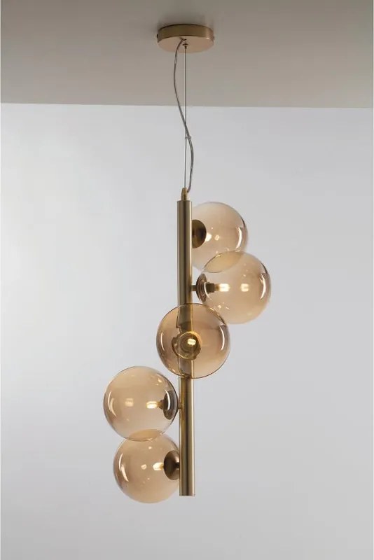 Lampadario Glamour HONEY ottone paralume oro 5x G9 LUCE AMBIENTE DESIGN