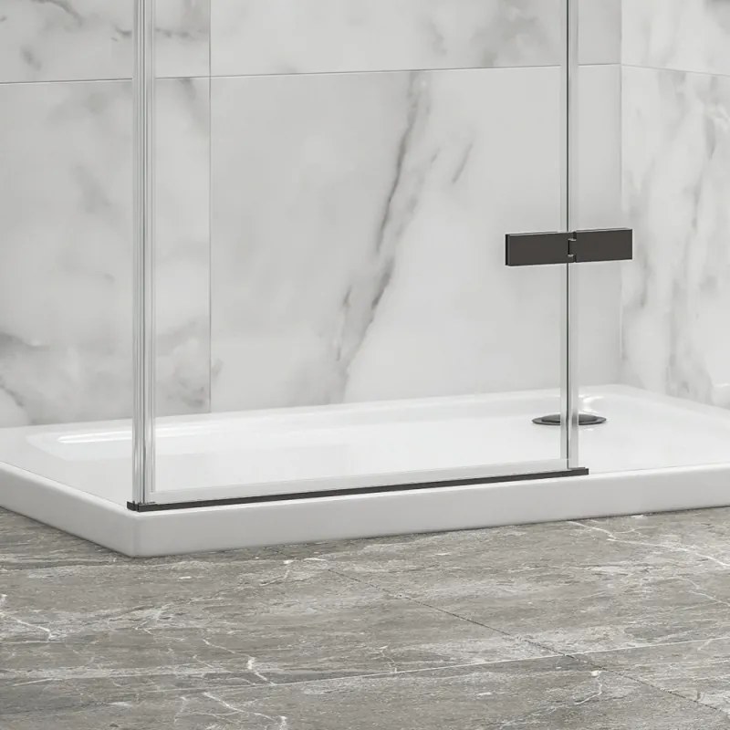 Kamalu - Box doccia 90x90 telaio gun metal porta battente laterale fisso 90cm | KT5000GM