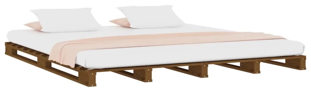 Letto a pallet miele 140x190 cm in legno massello di pino