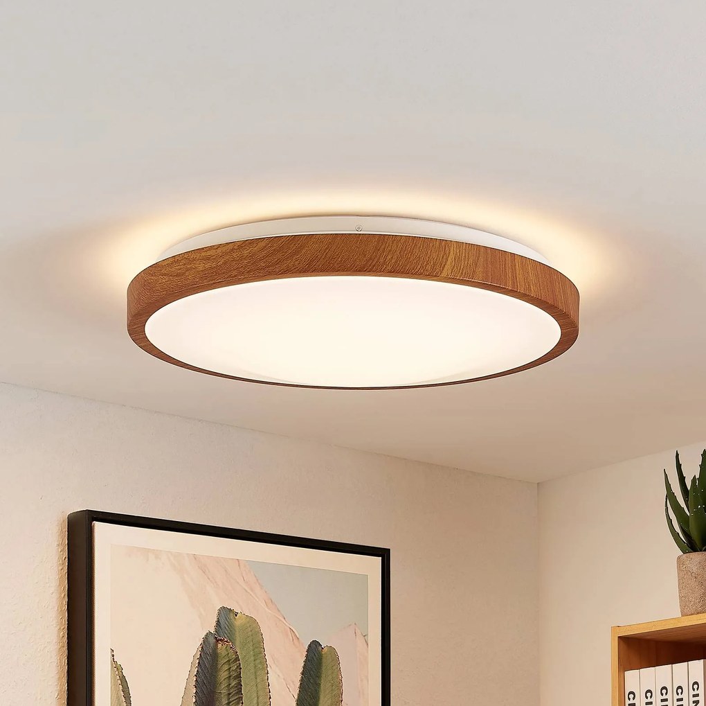 Lindby plafoniera LED Mynte, Ø43cm, effetto legno, plastica