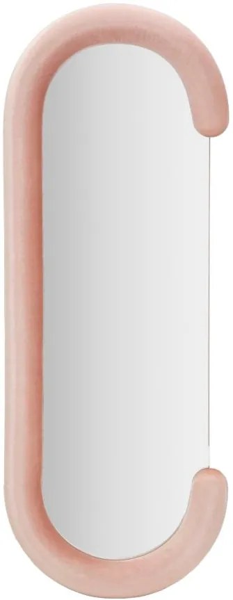 Specchio da parete Chantal in velluto rosa cm 60x7x160