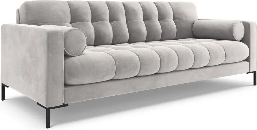 Divano Bali 4 posti in velluto con gambe nere - L217cm