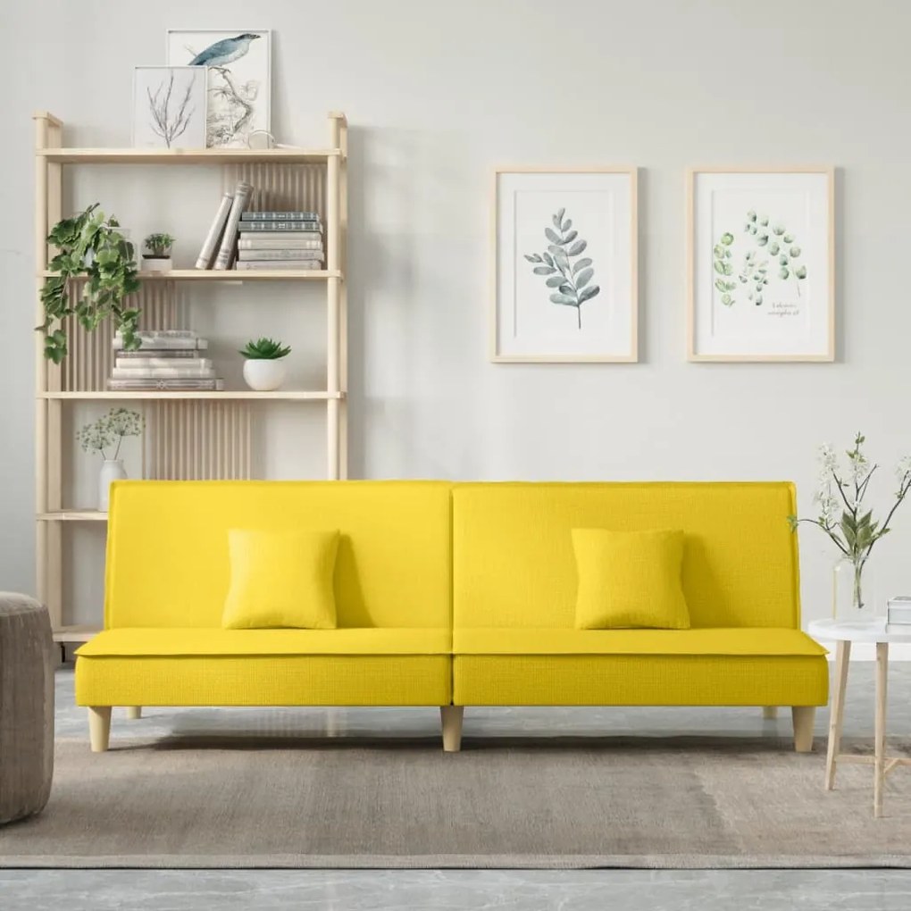 Divano Letto Giallo Chiaro İn Tessuto /