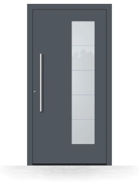 Portoncino ingresso alluminio, con vetro, grigio antracite RAL 7016, isolamento termico, Schüco, modello Napoli, configura individualmente