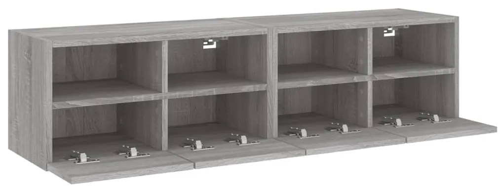 Mobili TV Muro 2pz Grigio Sonoma 60x30x30 cm Legno Multistrato