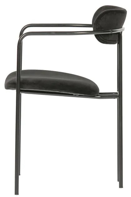 Sedia da pranzo in velluto nero Ivy - WOOOD