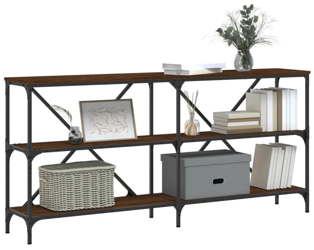 Tavolo consolle rovere marrone 160x30x75 cm multistrato e ferro