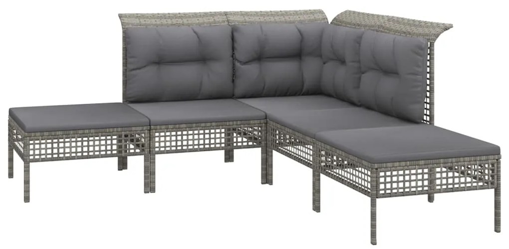 Set Divani da Giardino 10 pz con Cuscini in Polyrattan Grigio