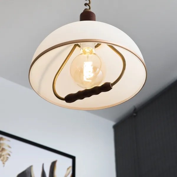 Lampadario a scomparsa RAMONA 1xE27/60W/230V beige/marrone scuro