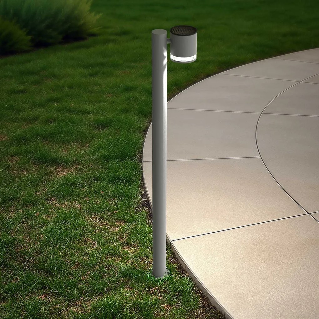 Paletto da Giardino Solare Grigio da 100cm IP54 in Alluminio Colore Bianco Naturale 4.000K