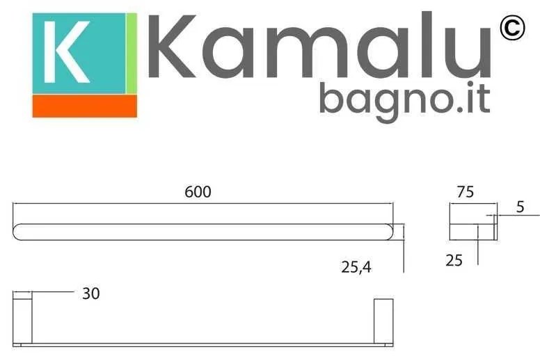 Kamalu - portasalviette a barra 60cm in acciaio inox finitura gun metal | art-gm