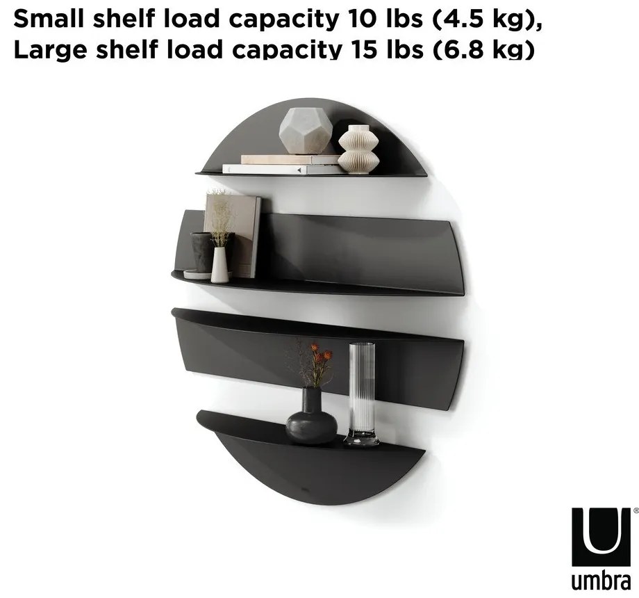 Set di 4 mensole in metallo nero da 76 cm Solis - Umbra