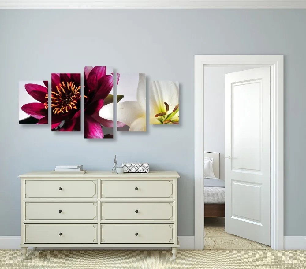 Quadri 5 pezzi – Fiori in ciotola