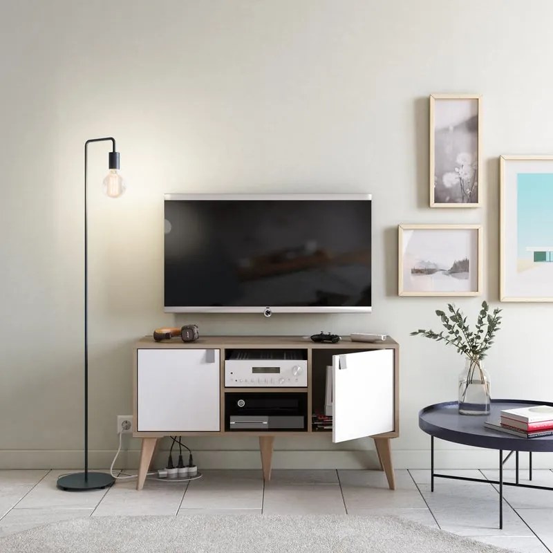 Mobile TV KUB L 125 x H 36 x P 31.7 cm bianco e marrone
