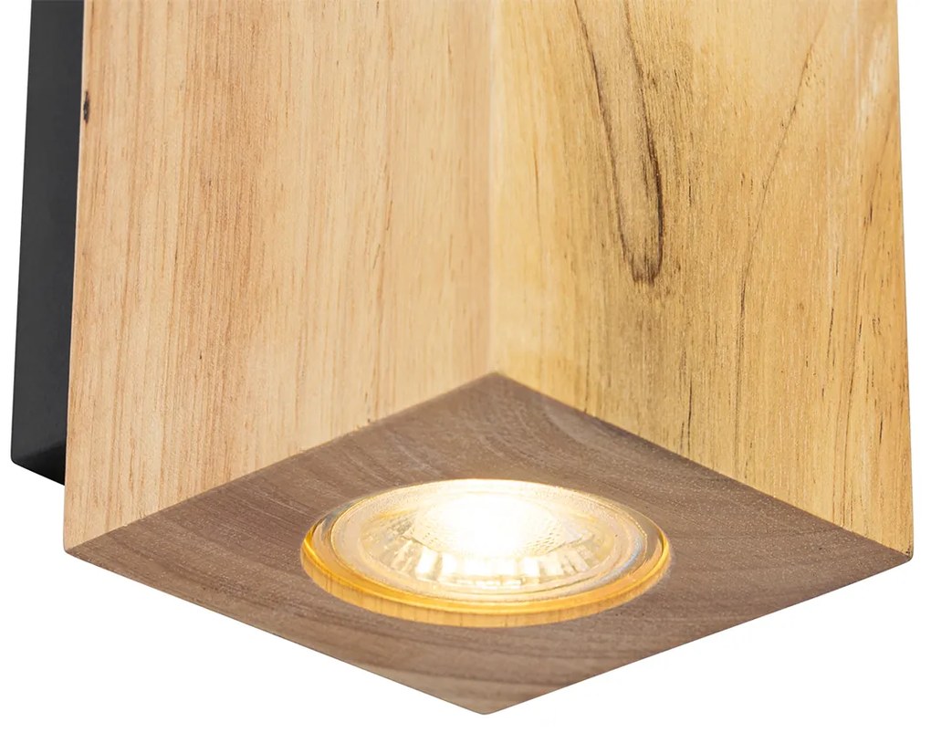 Applique da parete rustica in legno quadrata 2 luci - Sandy